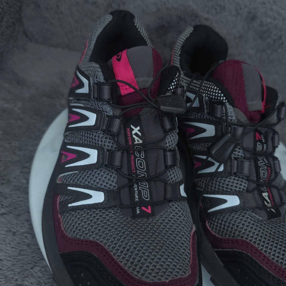 Salomon XA Comp 7 Shoes Womens 7.5 Grey Pink Trail Running Sneakers - Picture 3 of 11